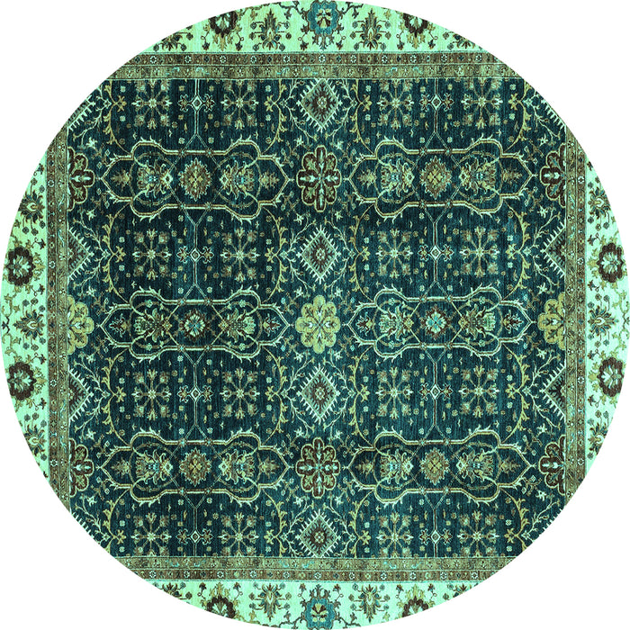 Round Machine Washable Abstract Turquoise Modern Area Rugs, wshabs3133turq