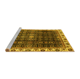 Sideview of Machine Washable Abstract Yellow Modern Rug, wshabs3133yw
