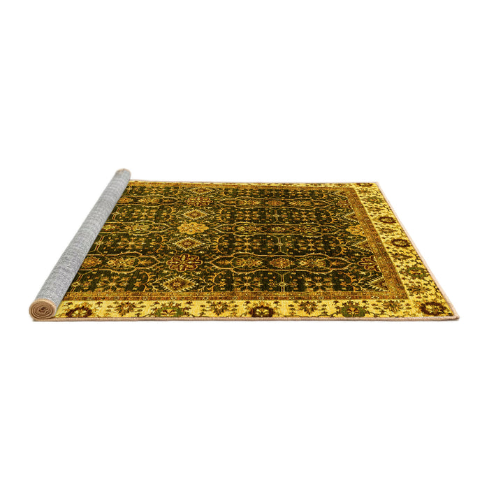 Sideview of Machine Washable Abstract Yellow Modern Rug, wshabs3133yw