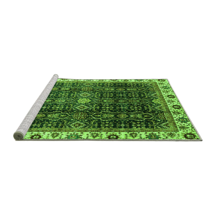 Sideview of Machine Washable Abstract Green Modern Area Rugs, wshabs3133grn