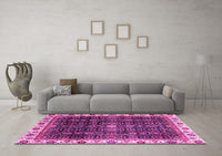 Machine Washable Abstract Pink Modern Rug, wshabs3133pnk