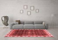 Machine Washable Abstract Red Modern Rug, wshabs3133red