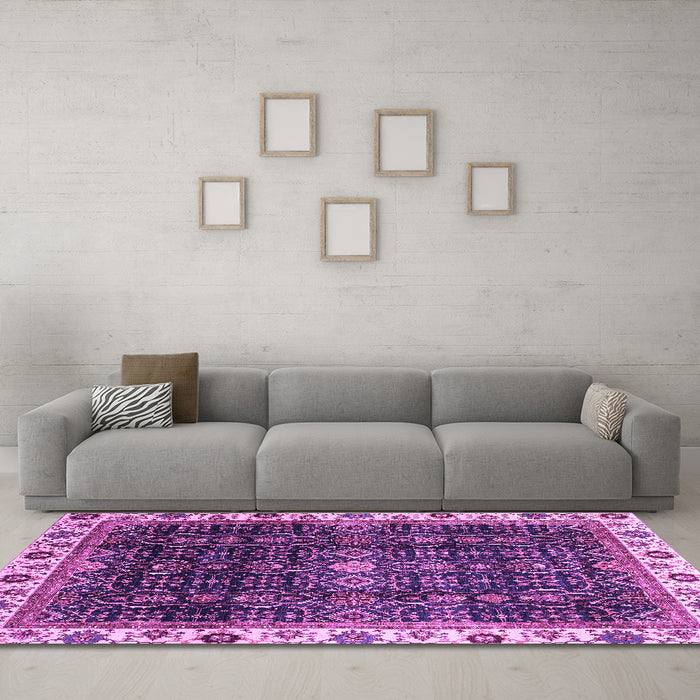 Machine Washable Abstract Purple Modern Area Rugs in a Living Room, wshabs3133pur