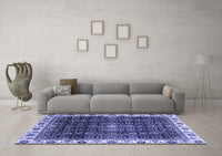 Machine Washable Abstract Blue Modern Rug, wshabs3133blu