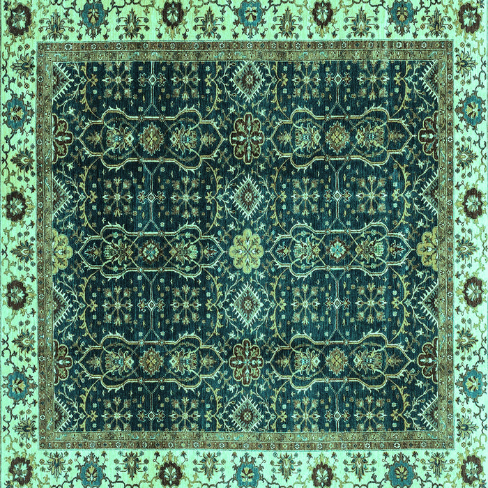 Square Machine Washable Abstract Turquoise Modern Area Rugs, wshabs3133turq