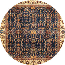 Round Machine Washable Abstract Bakers Brown Rug, wshabs3133