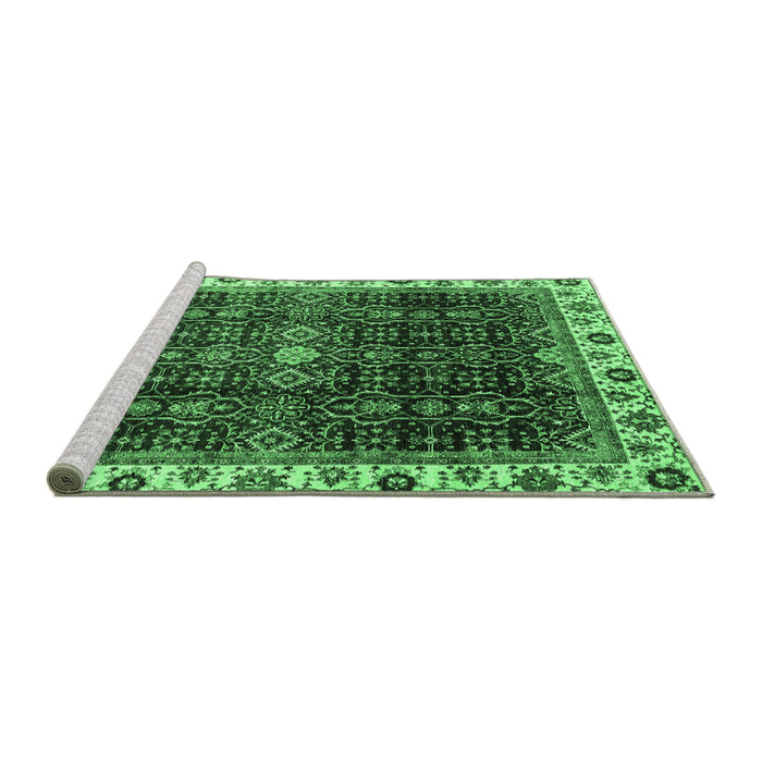 Sideview of Machine Washable Abstract Emerald Green Modern Area Rugs, wshabs3133emgrn