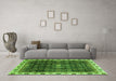 Machine Washable Abstract Green Modern Area Rugs in a Living Room,, wshabs3133grn