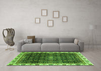 Machine Washable Abstract Green Modern Rug, wshabs3133grn