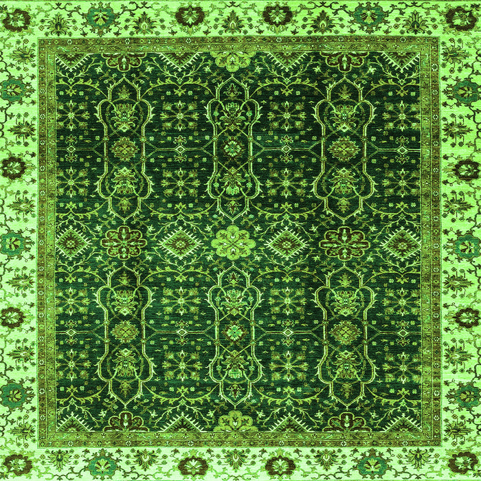 Square Machine Washable Abstract Green Modern Area Rugs, wshabs3133grn