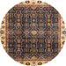 Round Abstract Bakers Brown Modern Rug, abs3133