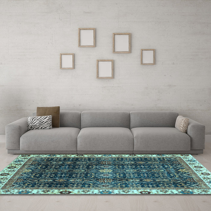 Machine Washable Abstract Light Blue Modern Rug in a Living Room, wshabs3133lblu