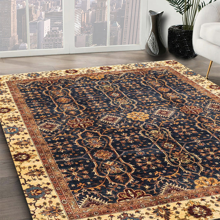 Machine Washable Abstract Bakers Brown Rug in a Family Room, wshabs3133