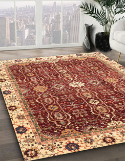 Abstract Red Modern Rug in Family Room, abs3134