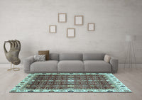 Machine Washable Abstract Light Blue Modern Rug, wshabs3134lblu