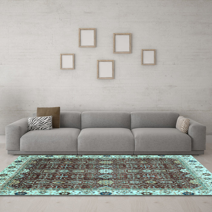 Machine Washable Abstract Light Blue Modern Rug in a Living Room, wshabs3134lblu