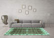 Machine Washable Abstract Turquoise Modern Area Rugs in a Living Room,, wshabs3134turq