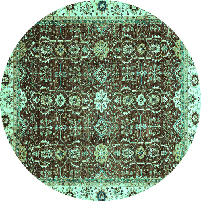 Round Abstract Turquoise Modern Rug, abs3134turq