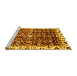 Sideview of Machine Washable Abstract Yellow Modern Rug, wshabs3134yw