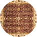 Round Abstract Brown Modern Rug, abs3134brn