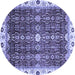 Round Abstract Blue Modern Rug, abs3134blu