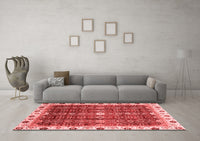 Machine Washable Abstract Red Modern Rug, wshabs3134red