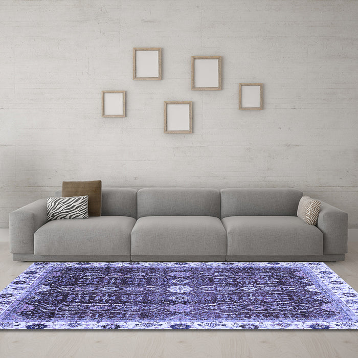 Machine Washable Abstract Blue Modern Rug in a Living Room, wshabs3134blu