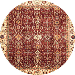 Round Machine Washable Abstract Red Rug, wshabs3134