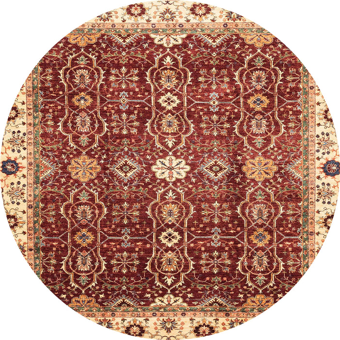 Round Machine Washable Abstract Red Rug, wshabs3134