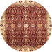 Round Machine Washable Abstract Red Rug, wshabs3134