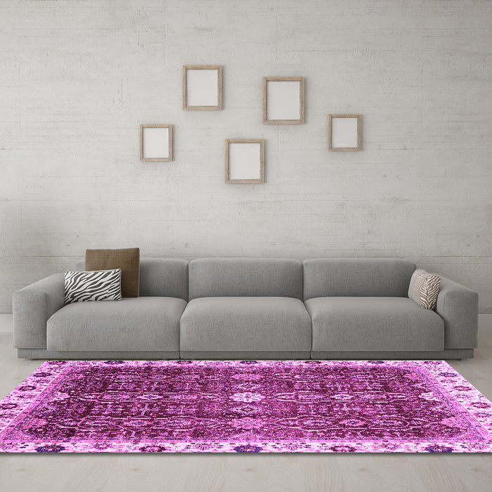 Machine Washable Abstract Purple Modern Area Rugs in a Living Room, wshabs3134pur
