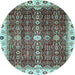 Round Machine Washable Abstract Light Blue Modern Rug, wshabs3134lblu