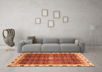 Machine Washable Abstract Orange Modern Rug, wshabs3134org