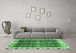 Machine Washable Abstract Emerald Green Modern Area Rugs in a Living Room,, wshabs3134emgrn