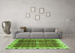 Machine Washable Abstract Green Modern Area Rugs in a Living Room,, wshabs3134grn