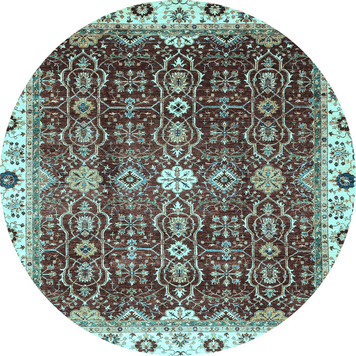 Round Abstract Light Blue Modern Rug, abs3134lblu