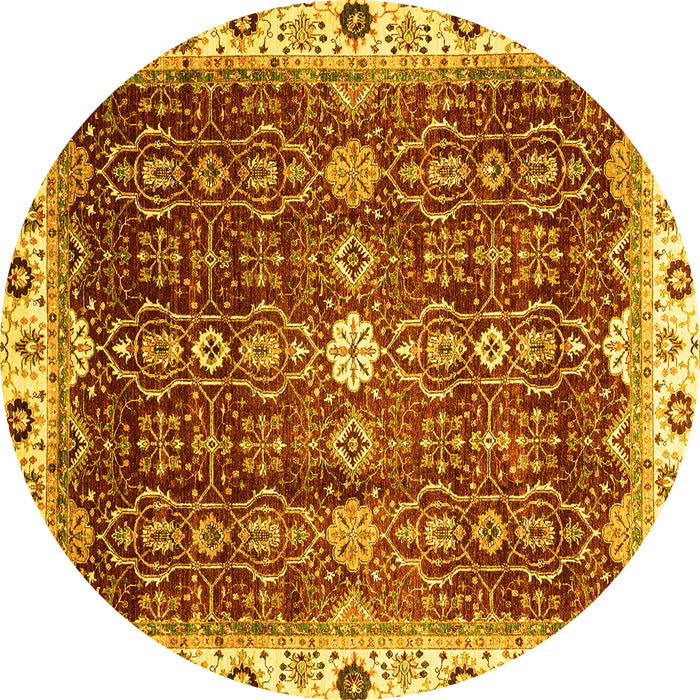 Round Machine Washable Abstract Yellow Modern Rug, wshabs3134yw