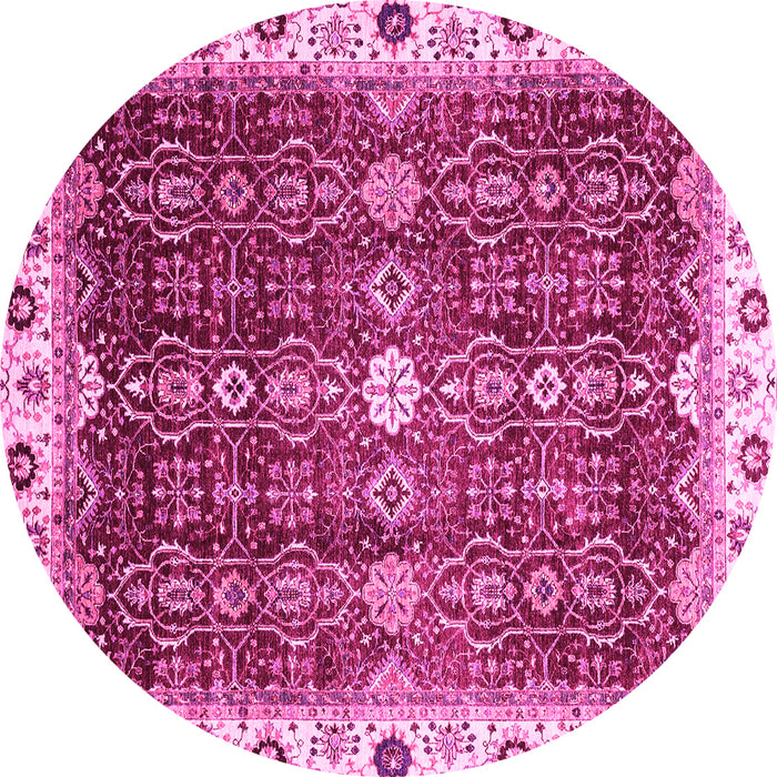 Round Abstract Pink Modern Rug, abs3134pnk