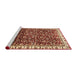 Sideview of Machine Washable Abstract Tomato Red Rug, wshabs3135