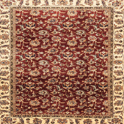 Square Machine Washable Abstract Tomato Red Rug, wshabs3135
