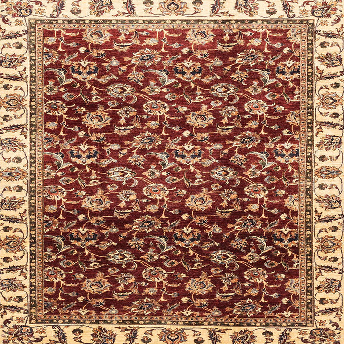 Square Machine Washable Abstract Tomato Red Rug, wshabs3135
