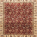 Square Machine Washable Abstract Tomato Red Rug, wshabs3135