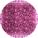 Round Machine Washable Abstract Pink Modern Rug, wshabs3135pnk