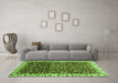 Machine Washable Abstract Green Modern Area Rugs in a Living Room,, wshabs3135grn