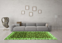 Machine Washable Abstract Green Modern Rug, wshabs3135grn