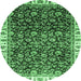 Round Abstract Emerald Green Modern Rug, abs3135emgrn