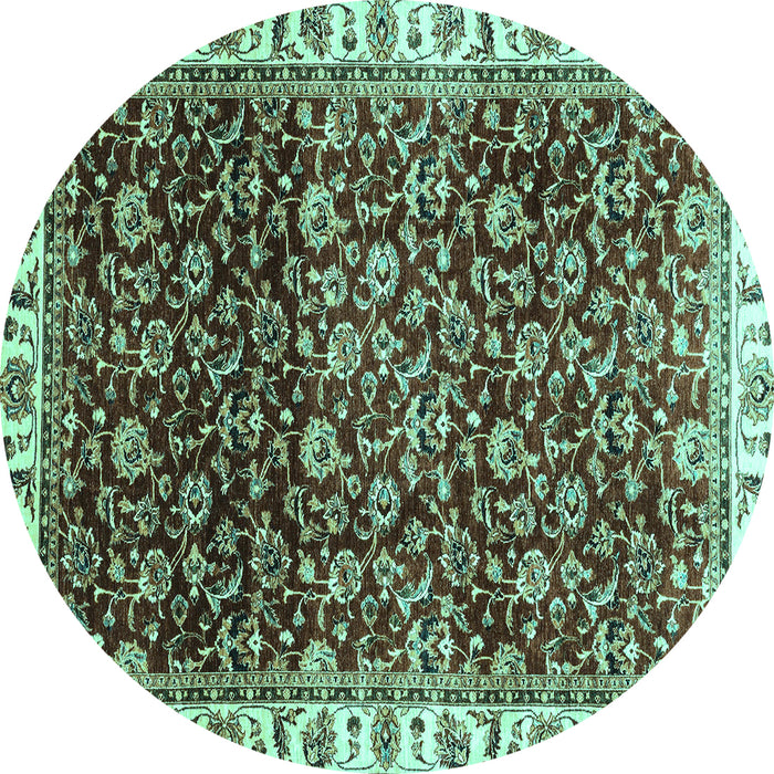 Round Abstract Turquoise Modern Rug, abs3135turq