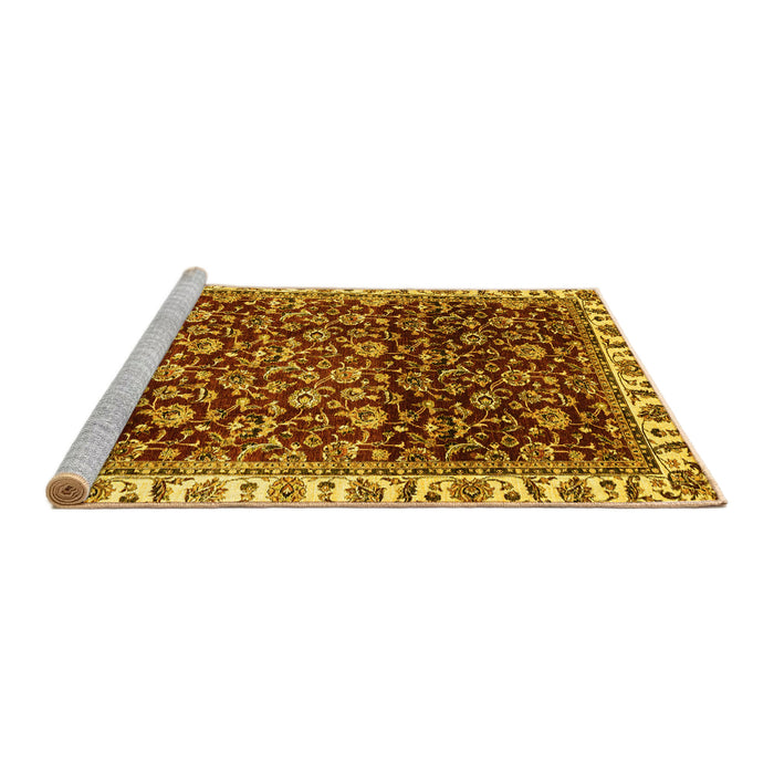 Sideview of Machine Washable Abstract Yellow Modern Rug, wshabs3135yw