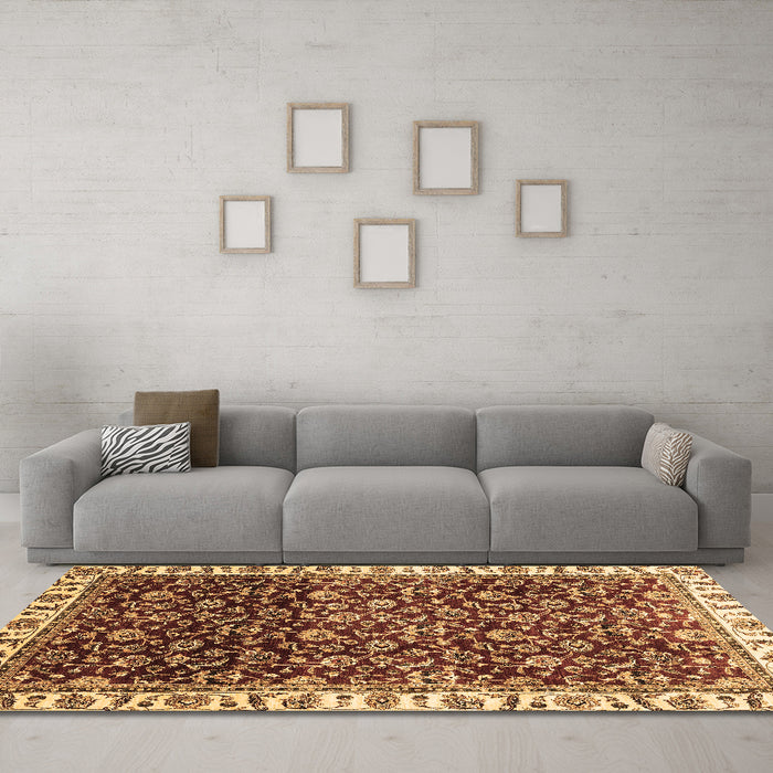 Machine Washable Abstract Brown Modern Rug in a Living Room,, wshabs3135brn