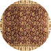 Round Machine Washable Abstract Brown Modern Rug, wshabs3135brn